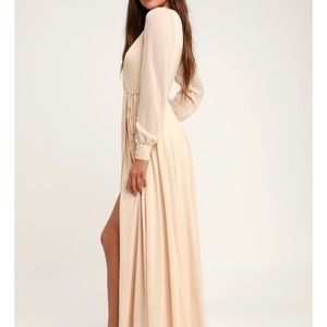 Lulus “my whole heart” cream long sleeve wrap maxi